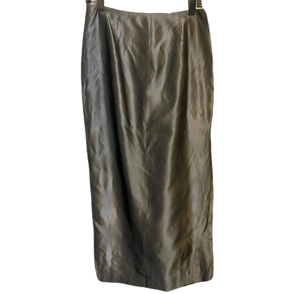 Jessica McClintock Gunne Sax Charcoal Gray Satin Pencil Skirt